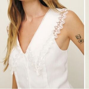 Reformation Melodie Linen Top Ivory - Size 8